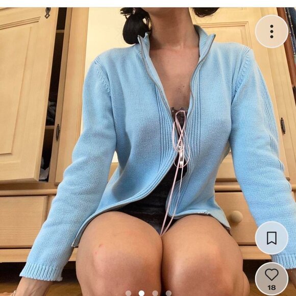 Baby Blue Double Zip Cardigan - Picture 2 of 4